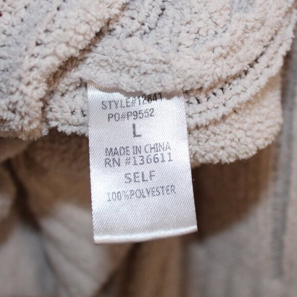 Pink Lily beige/tan long-sleeve crew neck chunky cable knit cropped sweater L - Picture 8 of 9